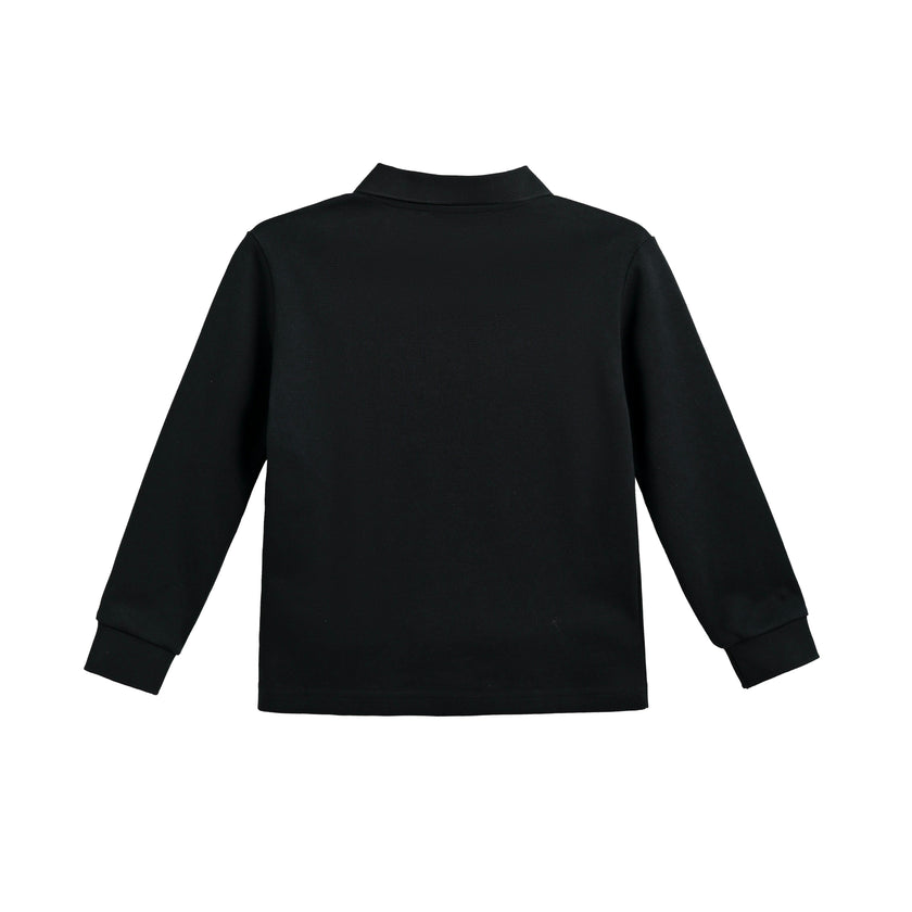 Black Long-Sleeve Polo Shirt