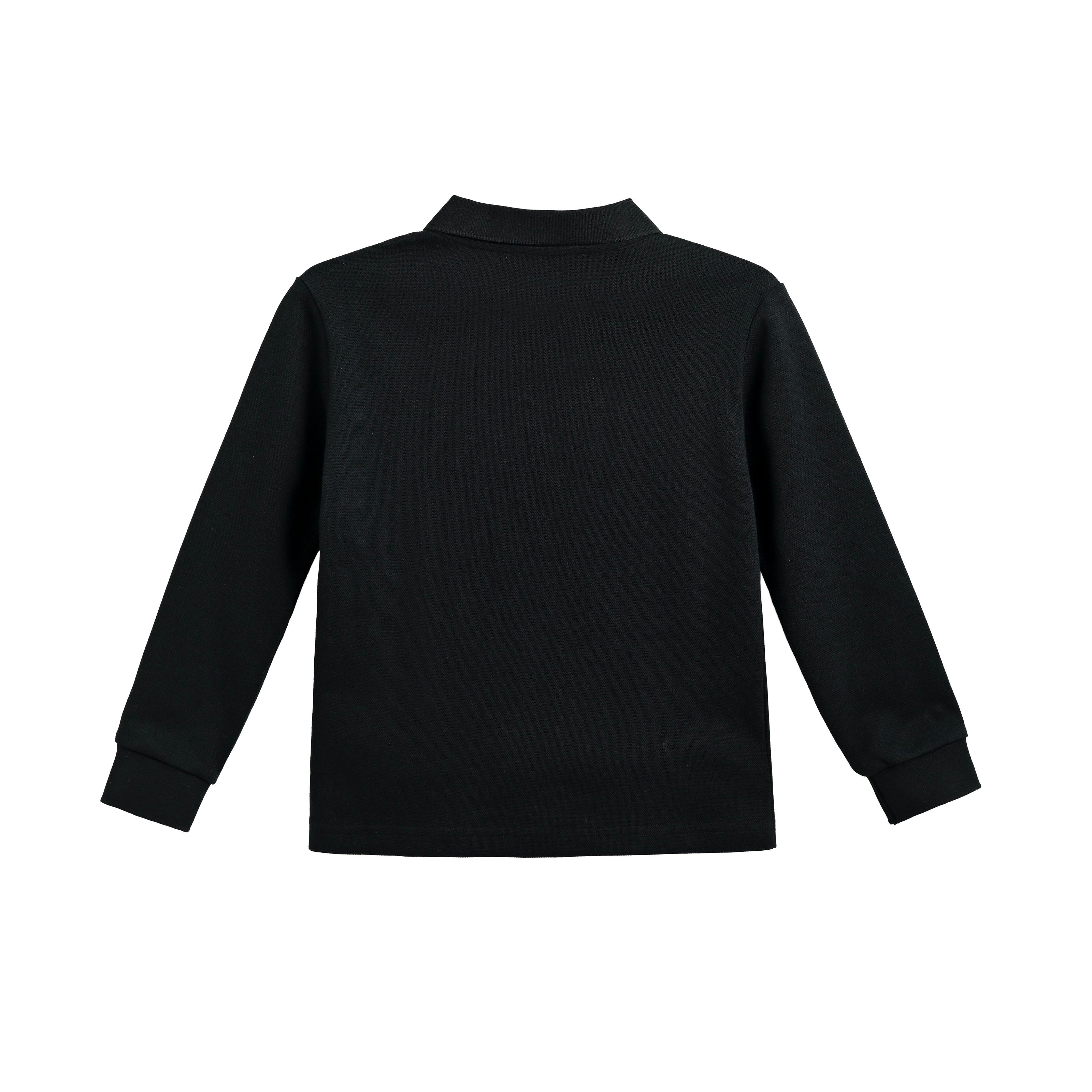 Black Long-Sleeve Polo Shirt
