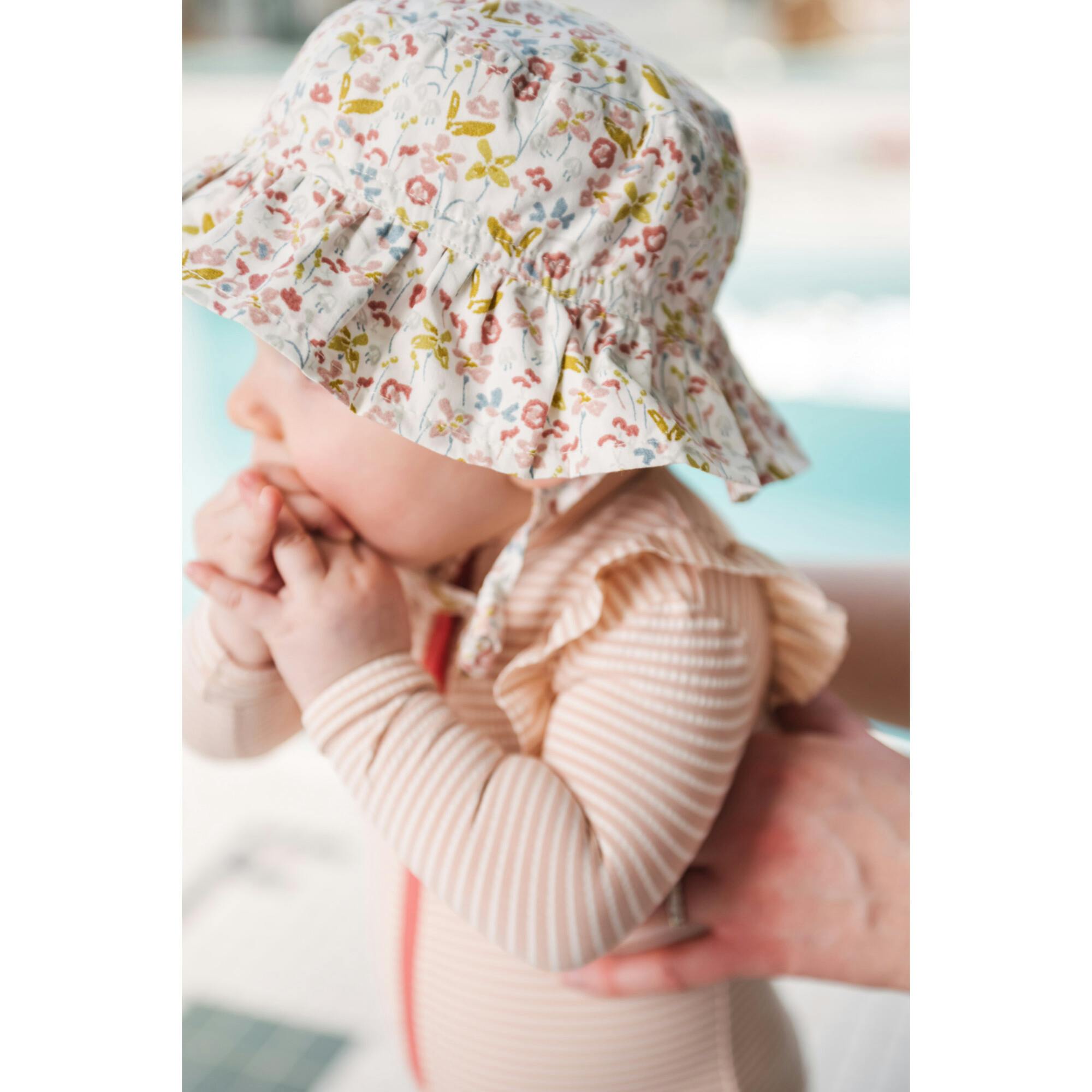 Ruffle Bucket Hat, White