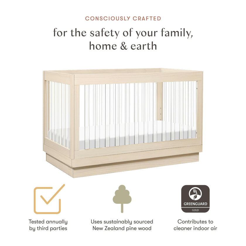 Babyletto Harlow Acrylic 3-in-1 Convertible Crib with Toddler Bed Conversion Kit