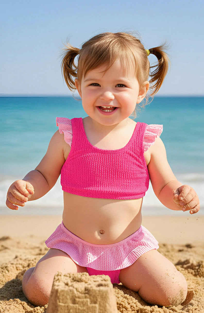 Daisy Toddler Crinkle Ruffle Bikini - Fuchsia