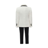 Cream-Black Trim Shawl Lapel 5 Pcs Tuxedo Set
