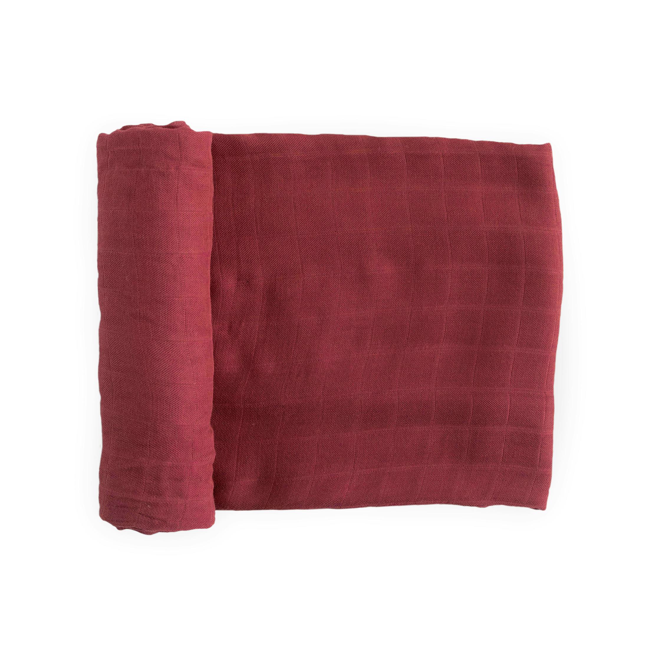 Deluxe Muslin Swaddle Blanket - Dusty Maroon