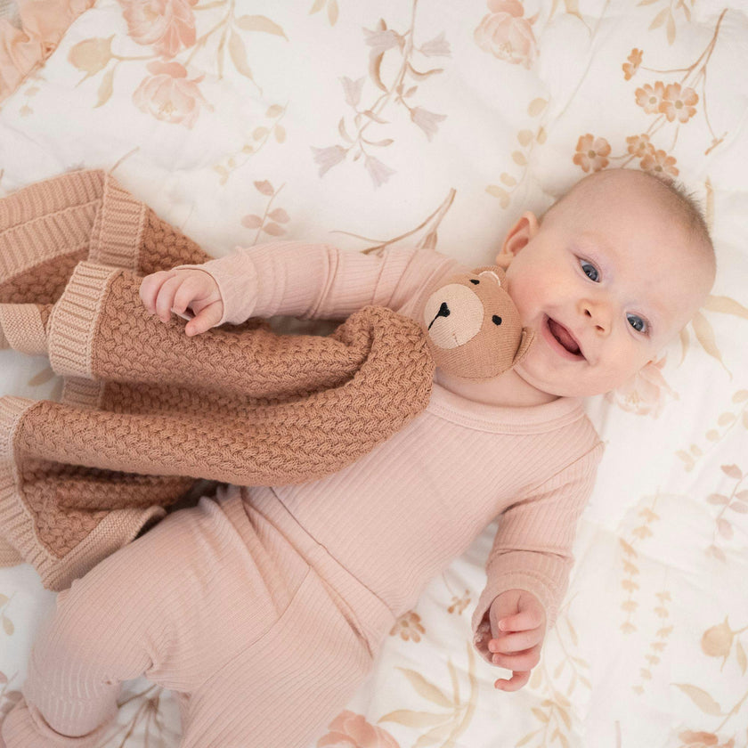 Violet Knitted Lovey Blanket (Rosie the Bear)