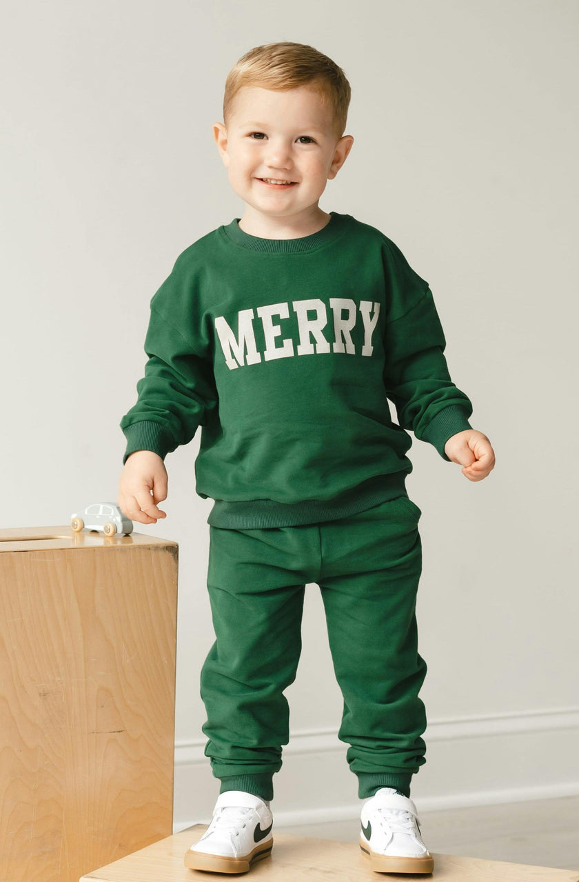 Organic Cotton Merry Sweatshirt & Sweatpants Set Toddler & Children