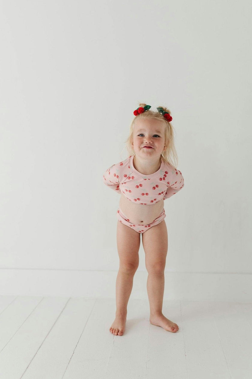 Girls Crop Two-Piece Swimsuit in Cherries
