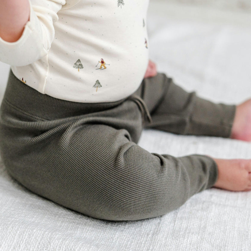 KENDI Charlie Ribbed Joggers Olive