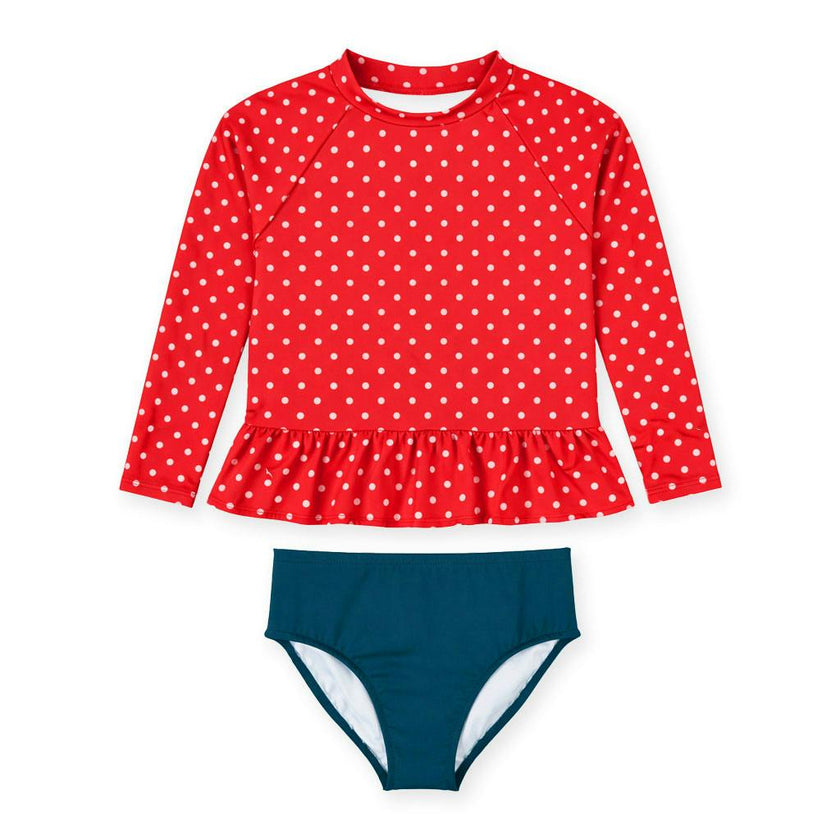 Polka Dot Rashguard Swimsuit