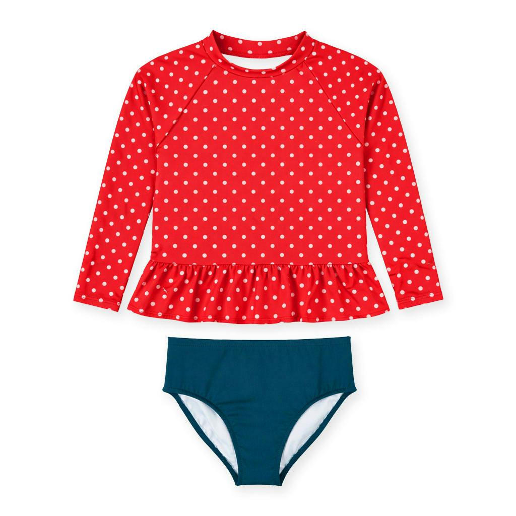 Polka Dot Rashguard Swimsuit