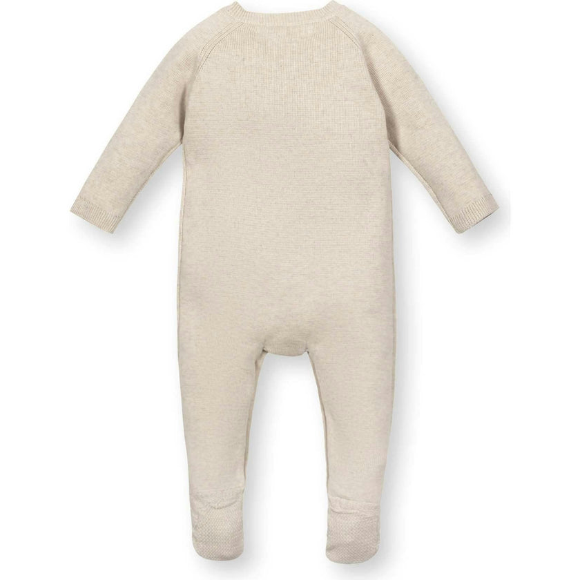 Organic Raglan Footed Sweater Romper, Beige