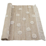 Nop Jute & Cotton Polka Dot Fringed Rectangular Rug