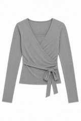 Ever Grey Lightweight Rib Wrap Top