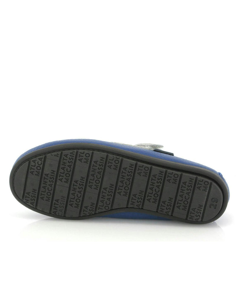 Mary Jane Moccasins, Blue Submarine Printed Leather