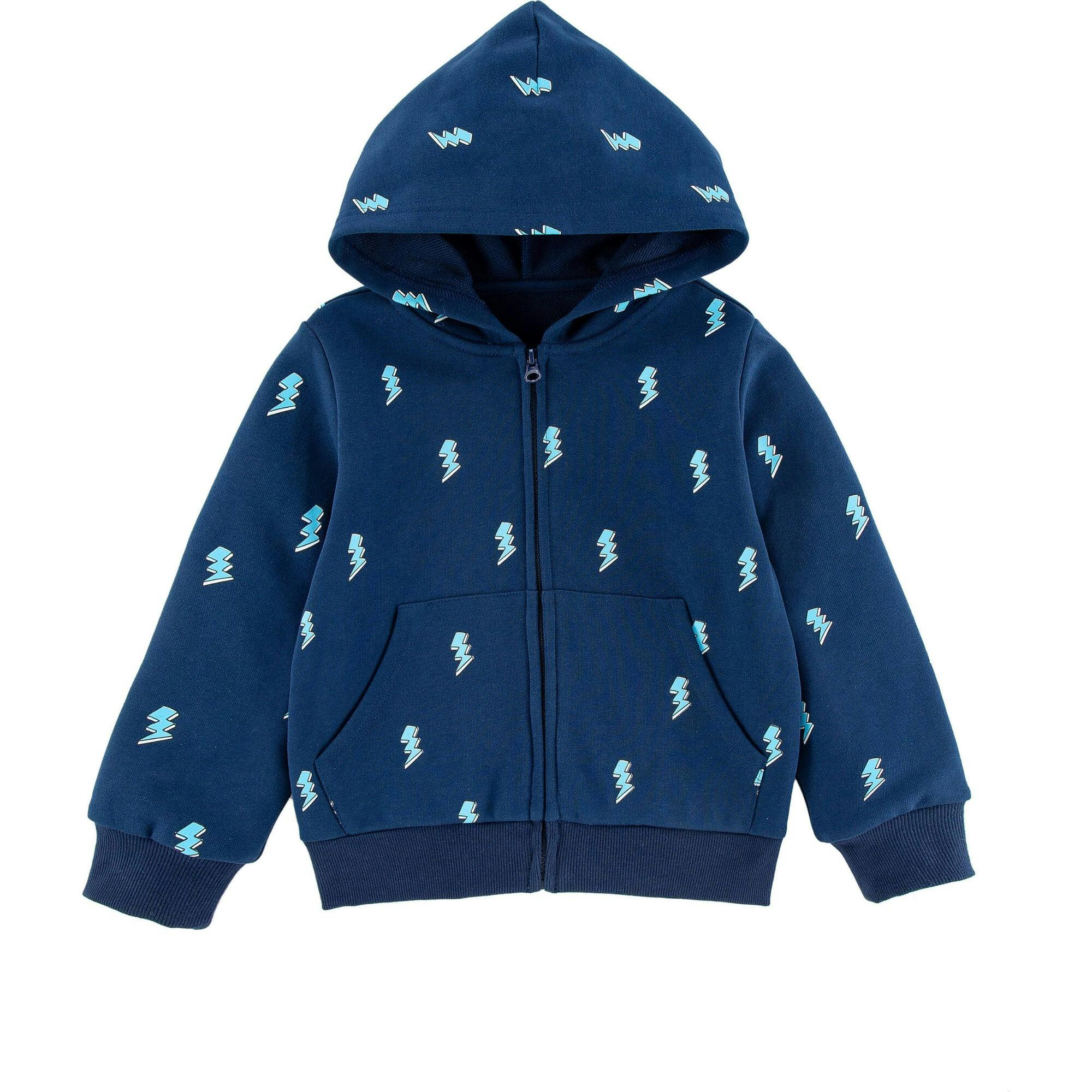 Soft Fleece Zip-up Hoodie, Blue Lightning
