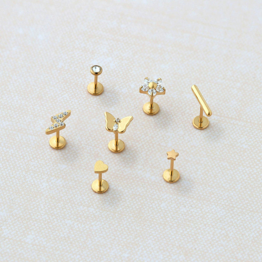 Bar Titanium Flat Back Stud Earring