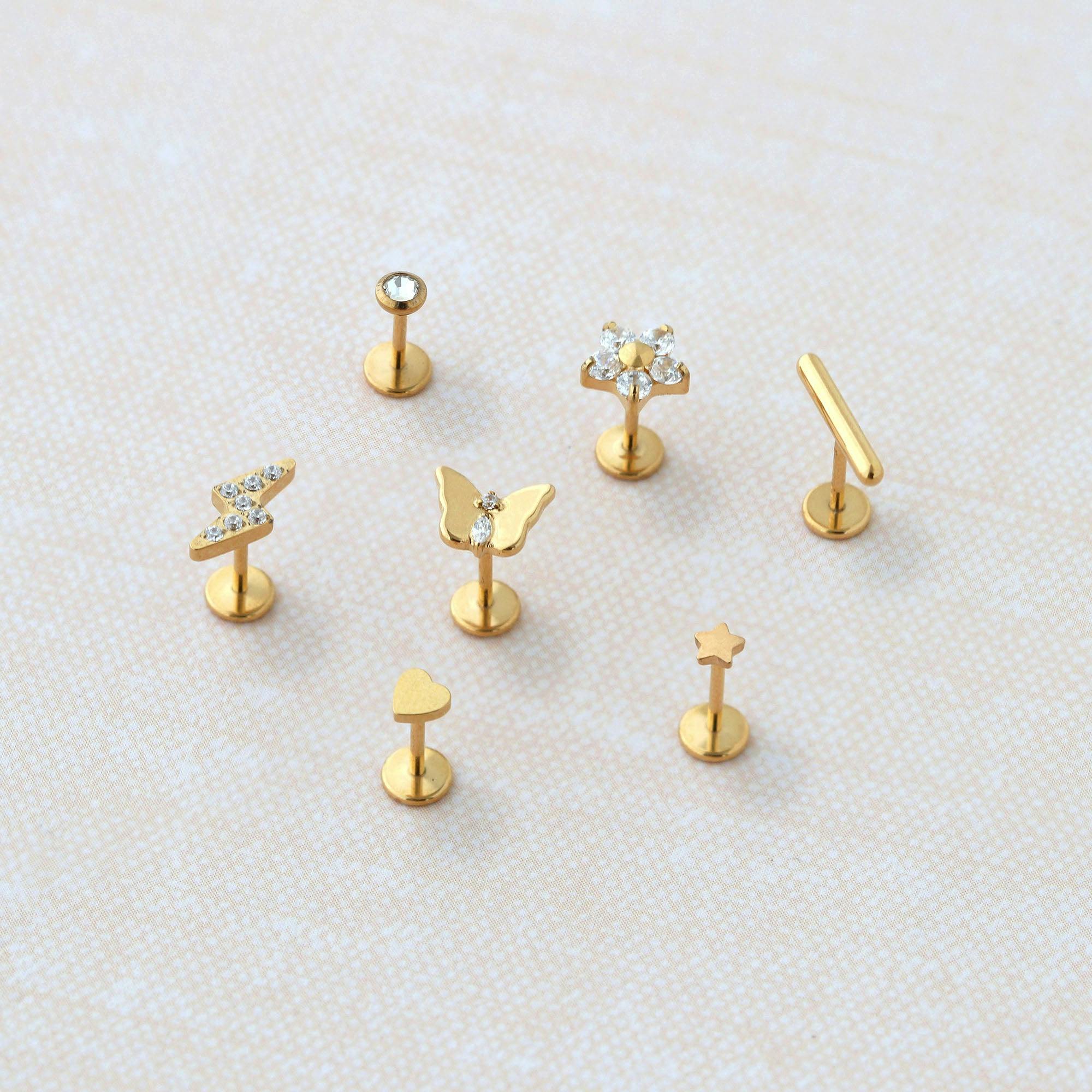 Butterfly Crystal Titanium Flat Back Stud Earring