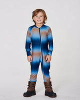 One-Piece Thermal Underwear Blue and Beige Gradient