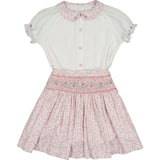 Marie Floral Pink Skirt & Short Sleeve Blouse
