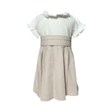 Natural Linen Dress - Pleated Sash Waist