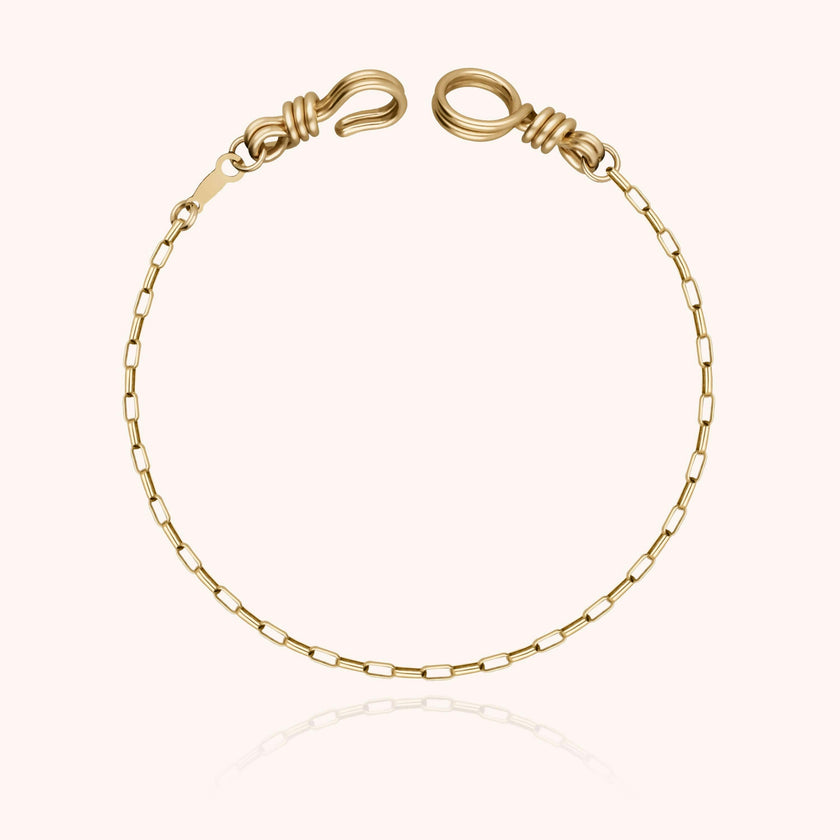 Women's Rectangle Chain Bracelet, Yellow Gold-Filled