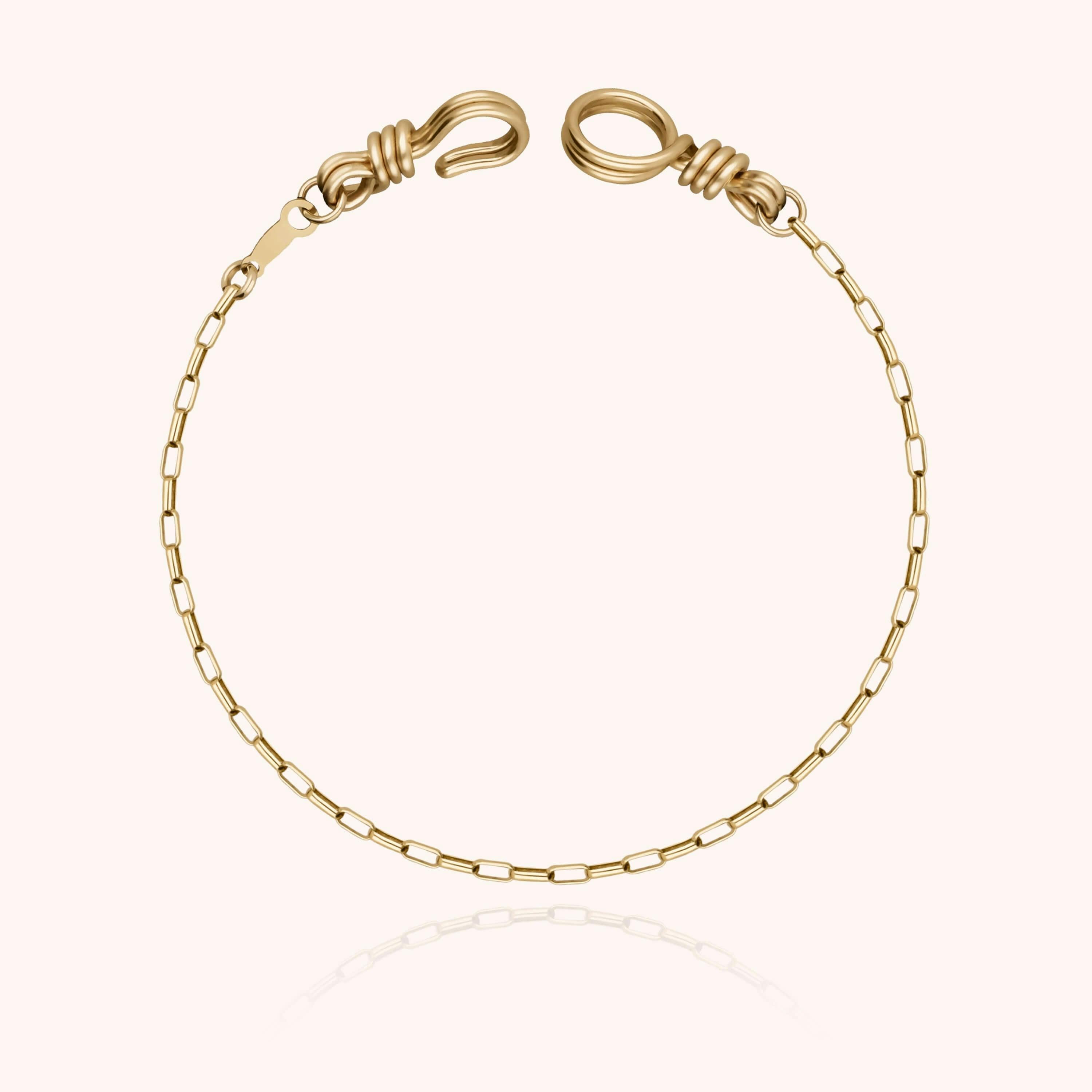 Women's Rectangle Chain Bracelet, Yellow Gold-Filled
