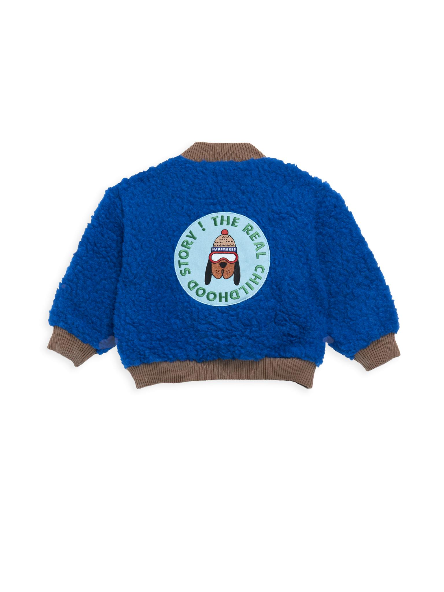 children's merino wool bomber jacket - cobalt