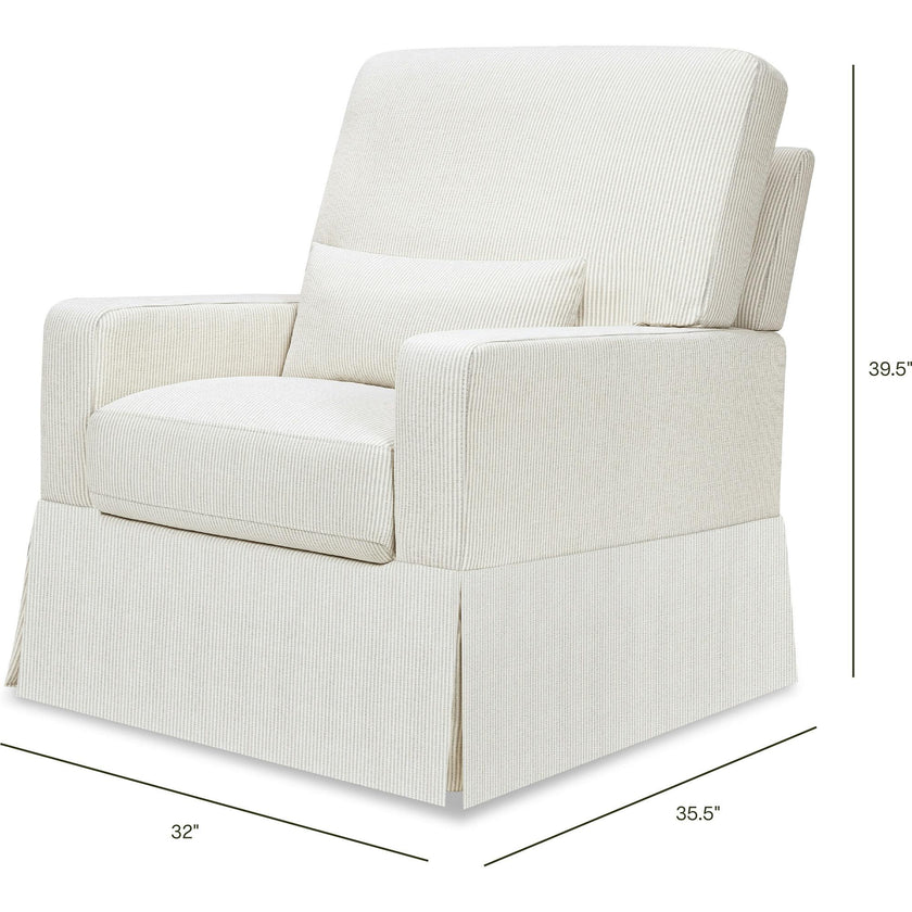 Crawford Pillowback Comfort Swivel Glider in Fog Chatham Stripe