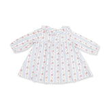 Anna Floral Stripe - Long Sleeve Peter Pan Ruffle Collar Dress and Bloomer