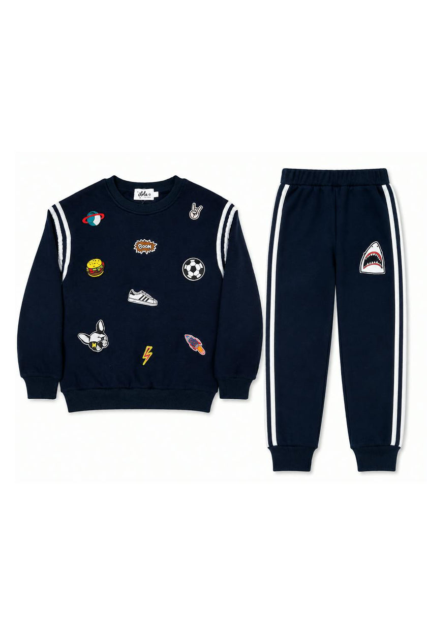 Varsity Patch Jogger Set Navy