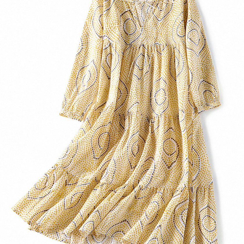 Block-Printed Women's Bohemian Dress