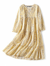 Block-Printed Women's Bohemian Dress
