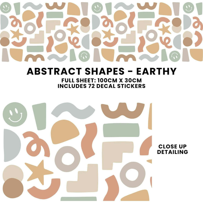 Peel & Stick Fabric Wall Stickers - Abstract Shapes (Earth