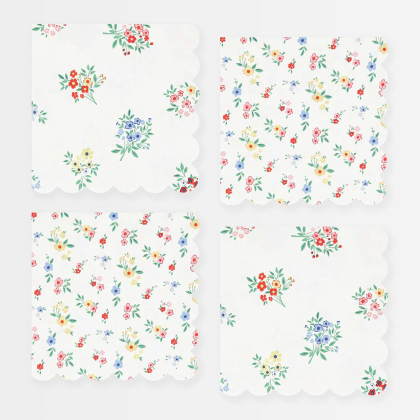 Ditsy Posy Scalloped Small Napkins