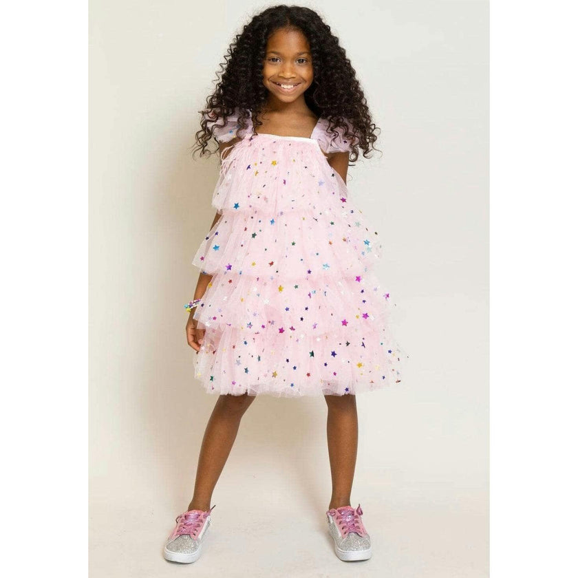 Feather Rainbow Stars Tulle Dress