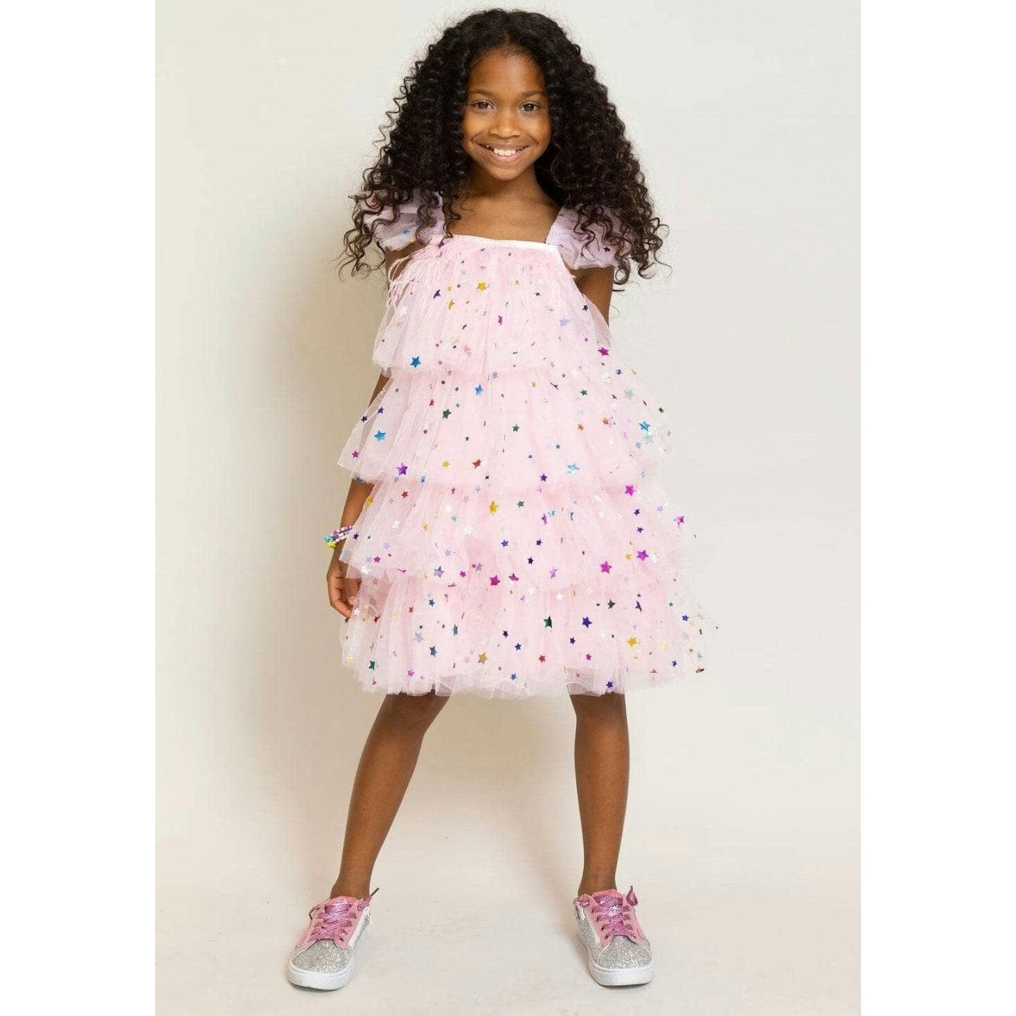 Feather Rainbow Stars Tulle Dress