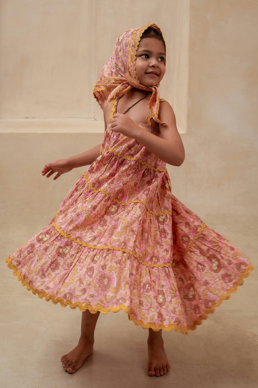 Samaira Tiered Dress Pastel Pink