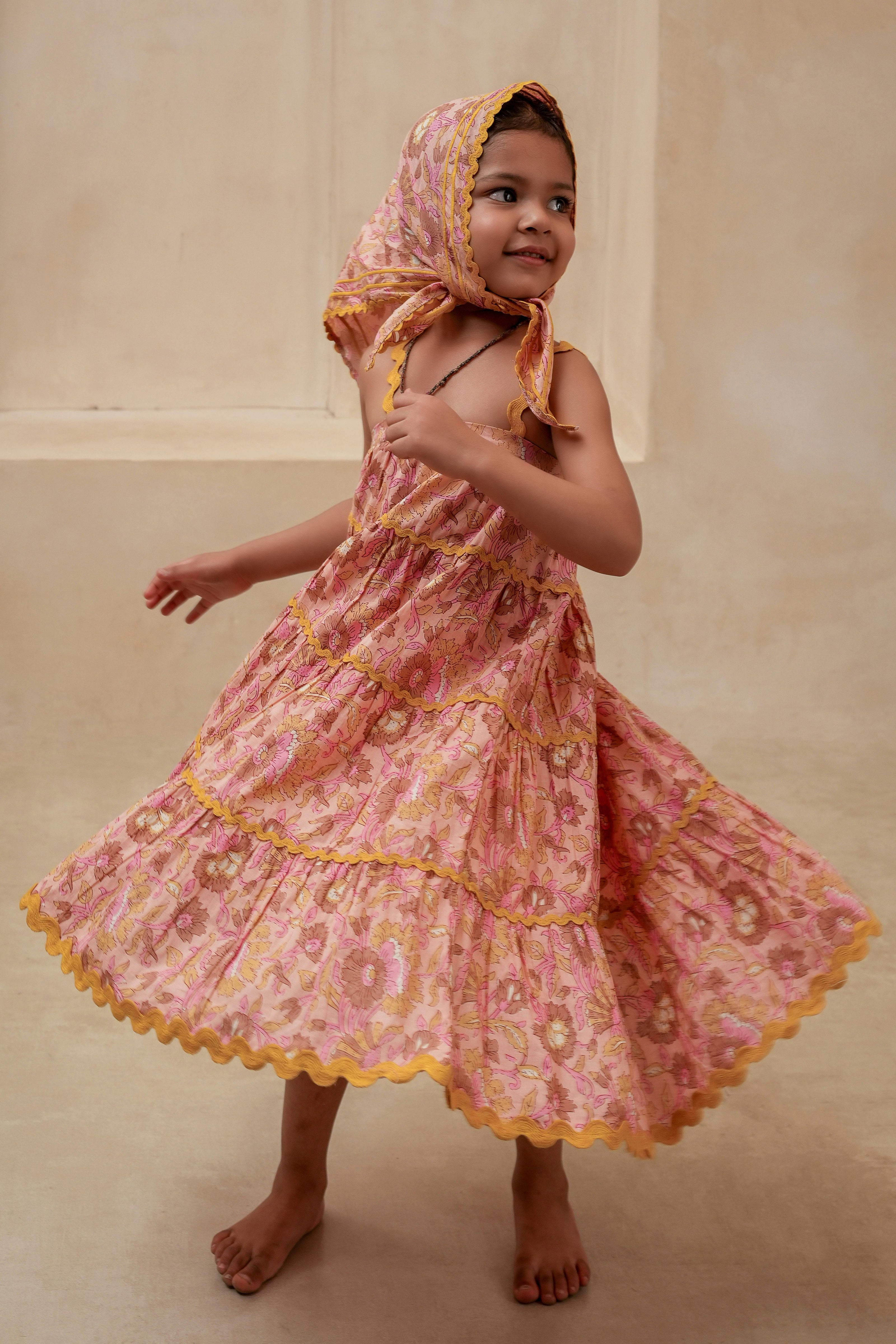 Samaira Tiered Dress Pastel Pink