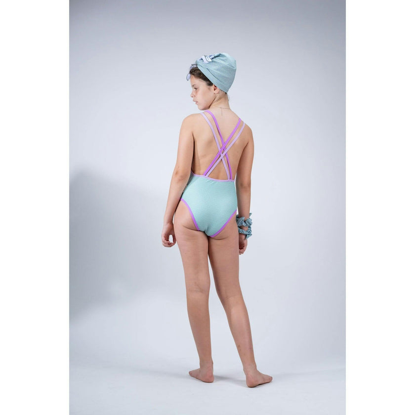 Textured Water Stripes Swimsuit, Stripes