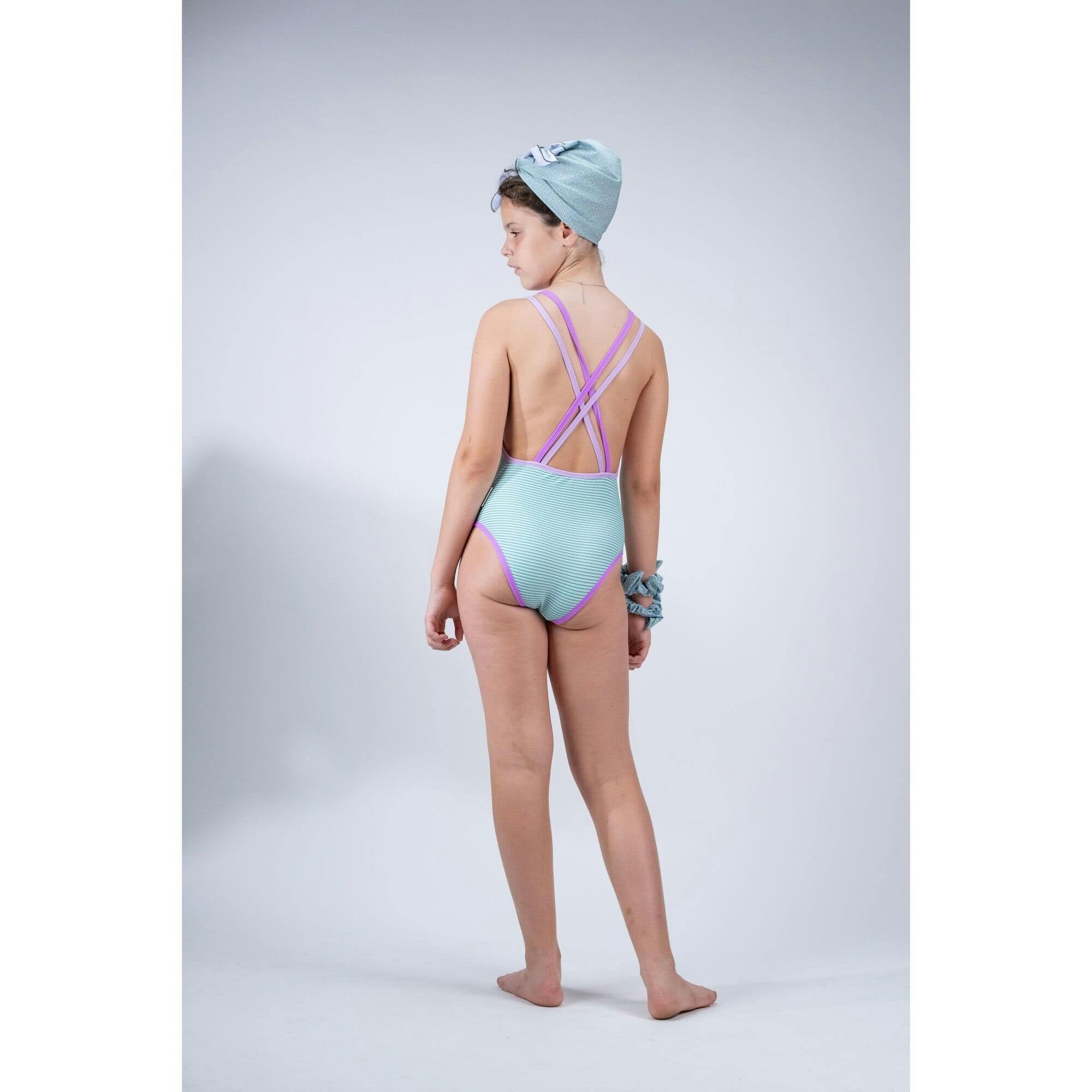 Textured Water Stripes Swimsuit, Stripes