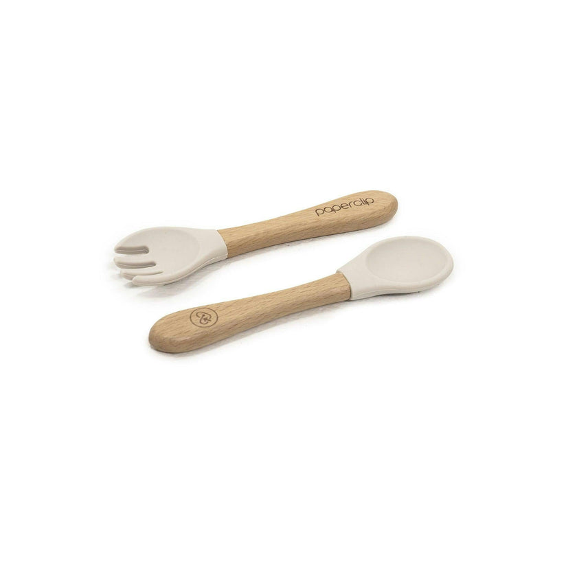 Silicone & Wooden Spoon & Spork Set