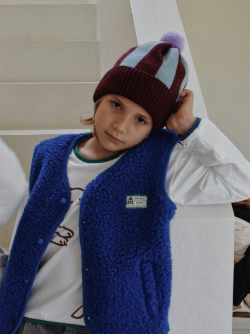 children's merino beanie - burgundy frost