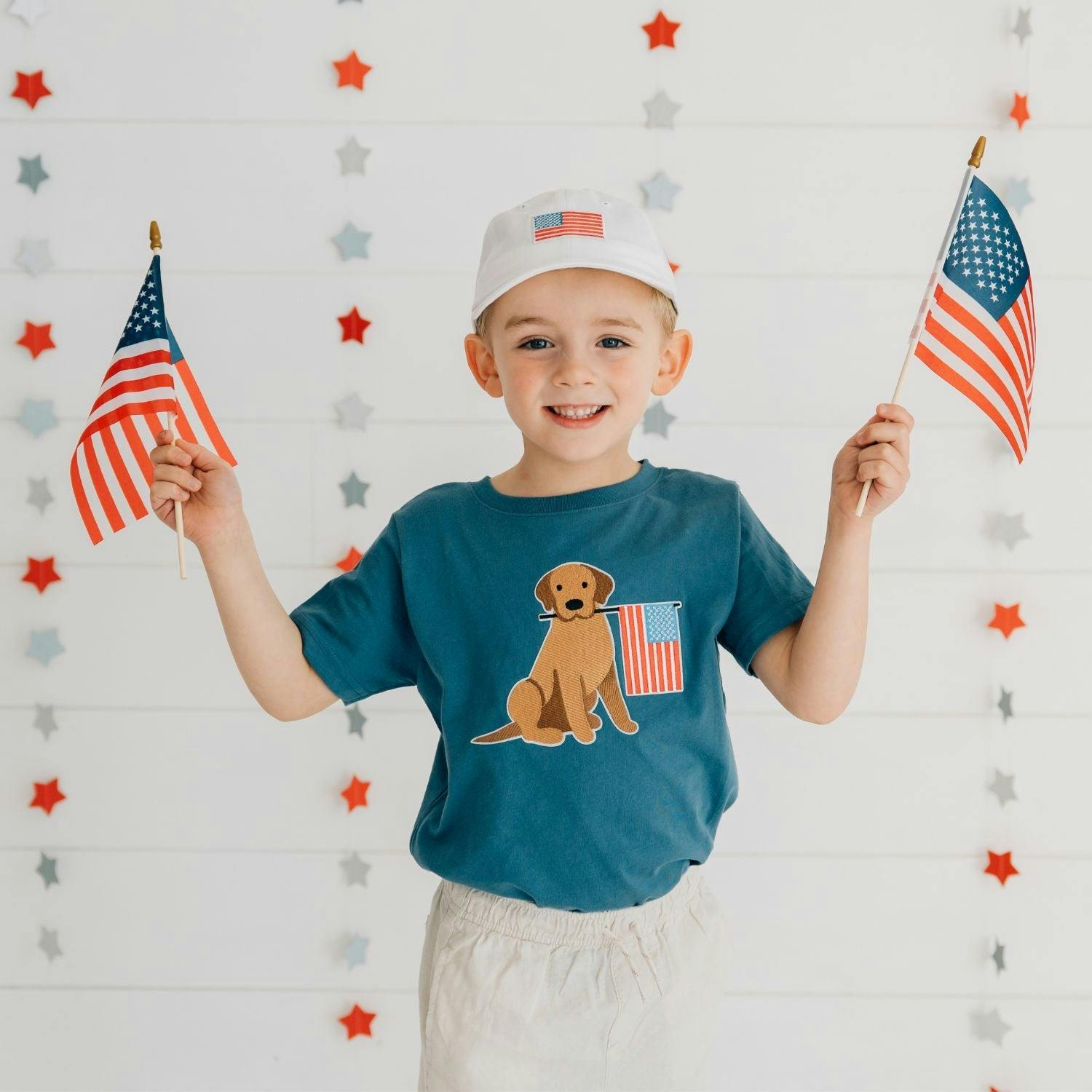 American Flag Patch Baseball Hat - White