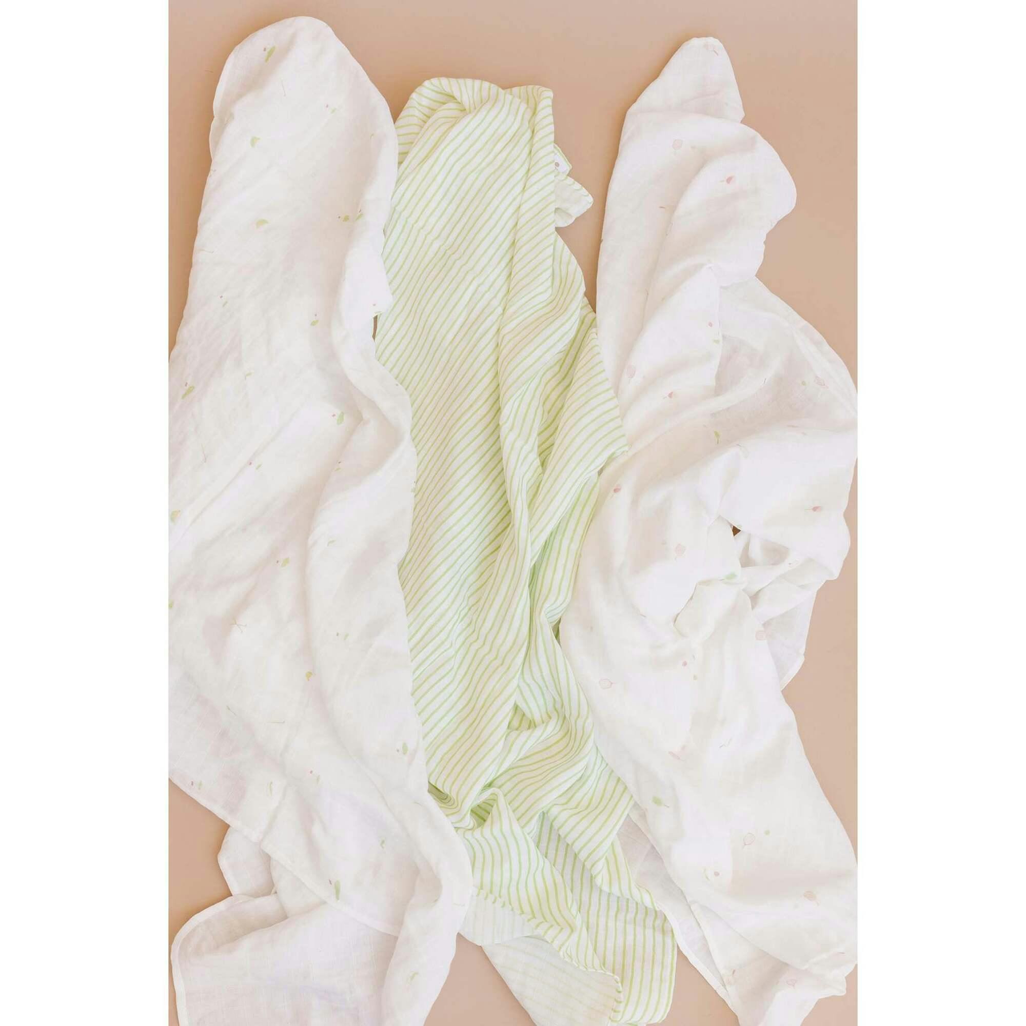 Green Stripe Swaddle and Lovey Set, Flower