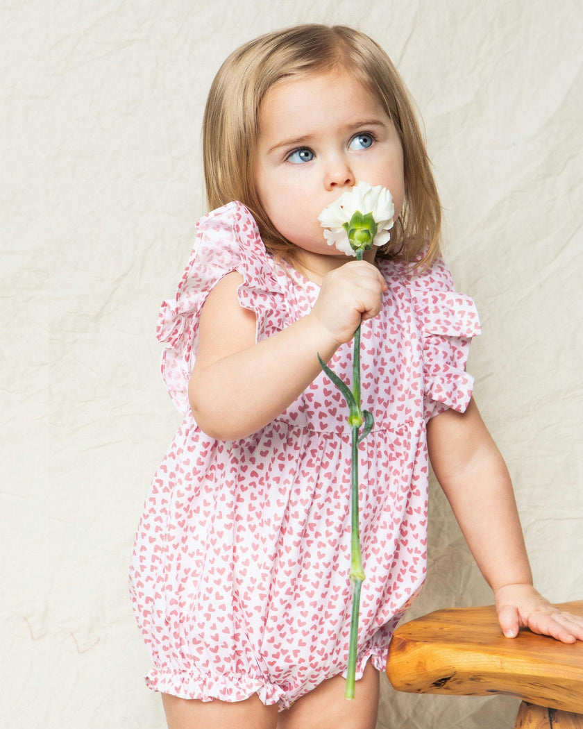 Baby's Twill Ruffled Romper in Sweethearts