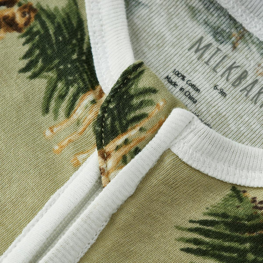 Forest Party Organic Cotton Zipper Footed Romper