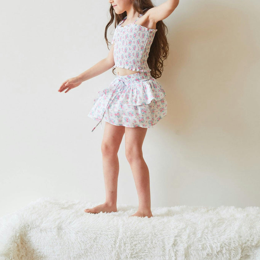 Willow Romantic Rose White With Pink Satin Skort