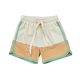 Boys Colorblock Swim Shorts in Ecru