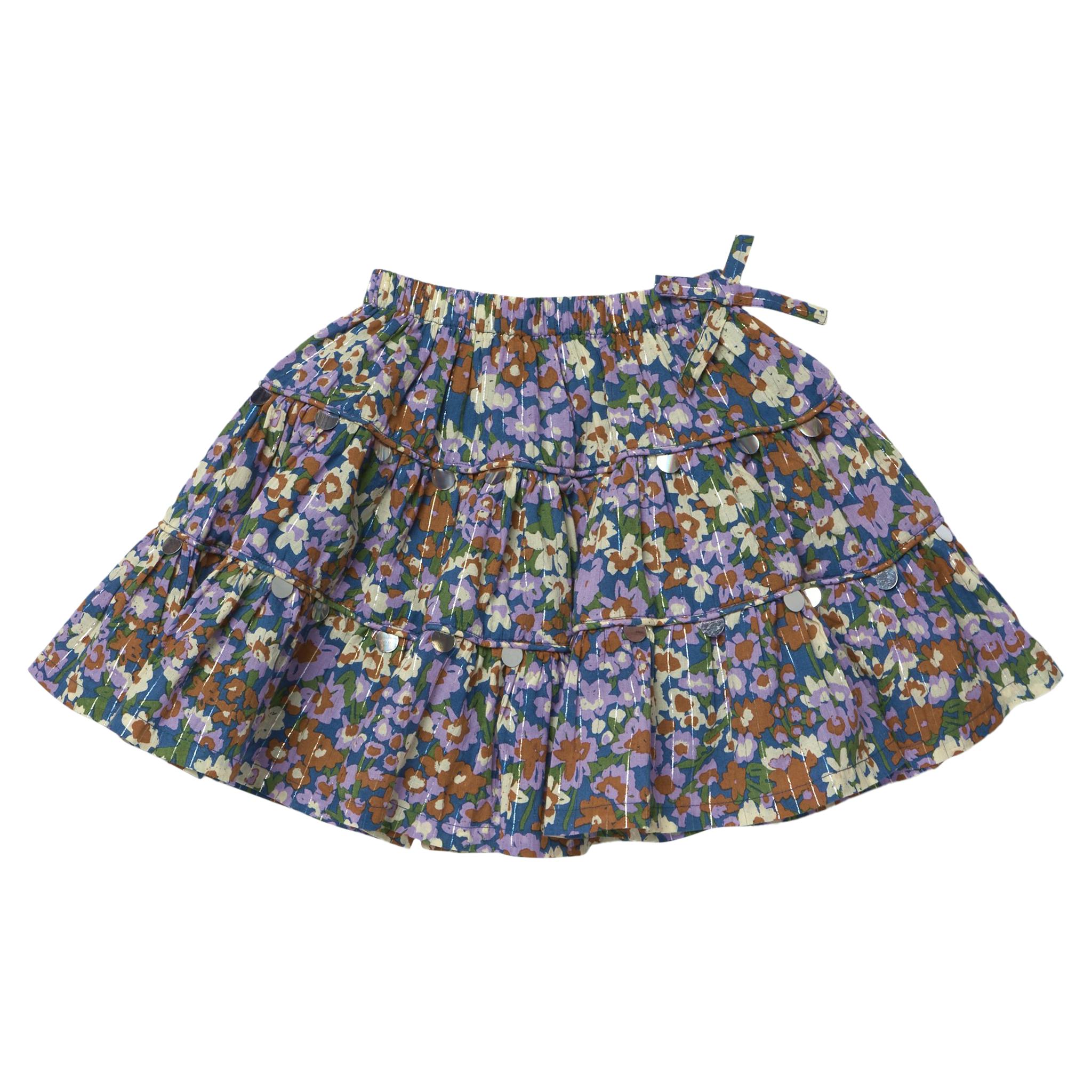 Girls Allie Skirt - True Blue Sketched Floral
