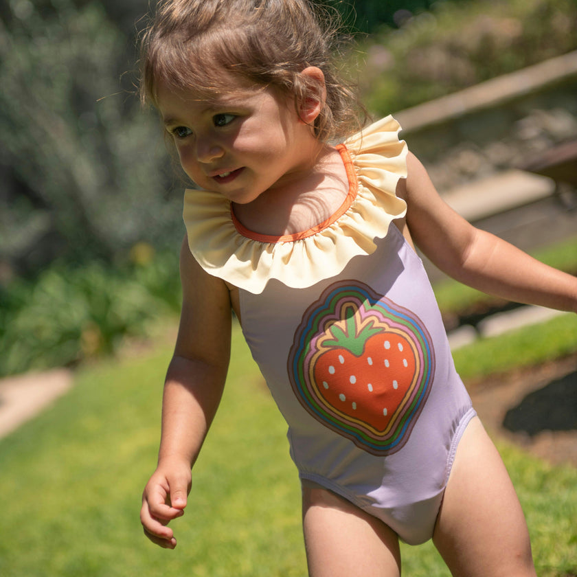Recycled Strawberry Ruffle One Piece