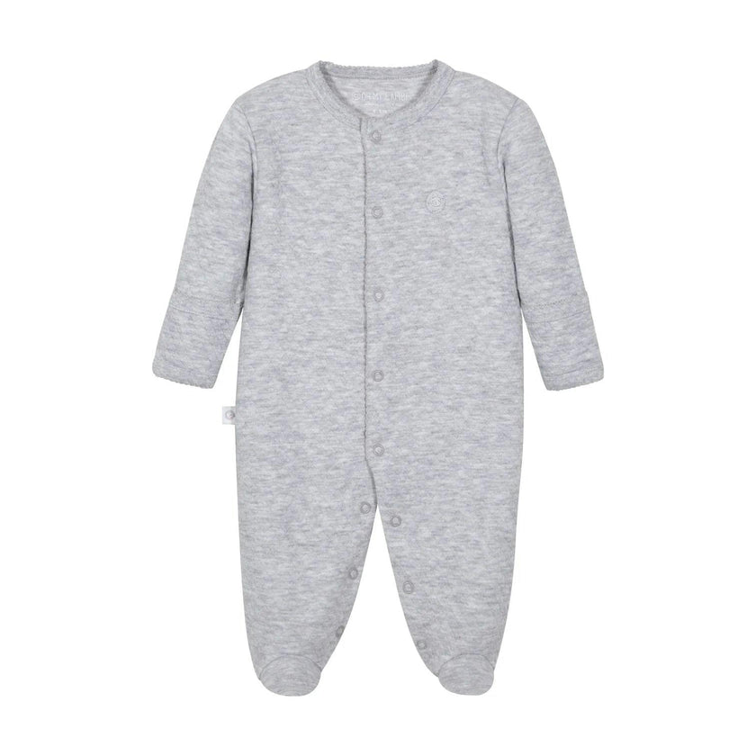 Gray Quilted Pima Cotton Baby One-Piece Pajamas